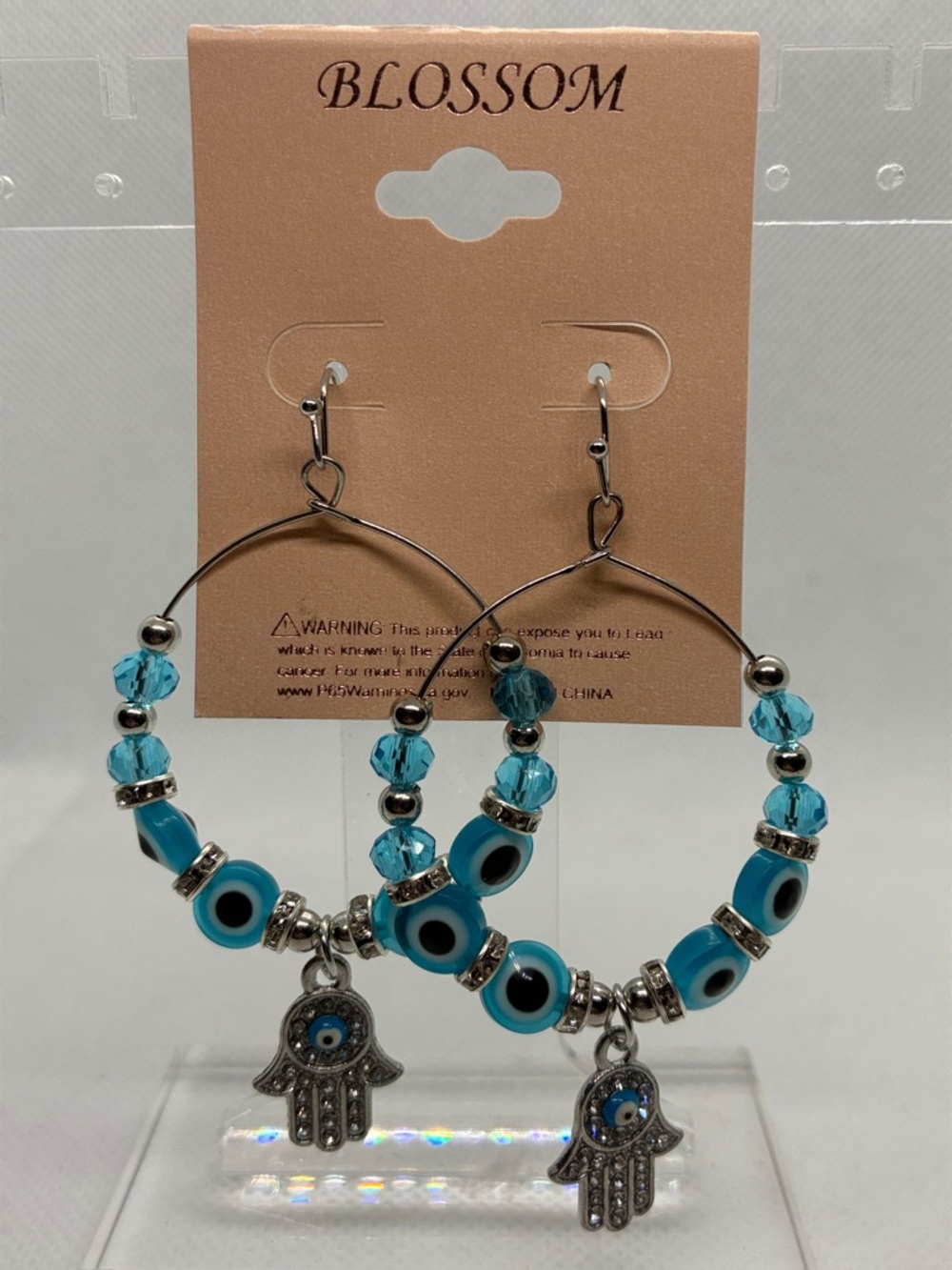 3For$20 Blossom Turquoise Evil Eye Hamsa Hoop Earrings - Women's Jewelry